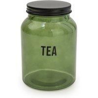 Glass Tea Storage Jar in Green/Black