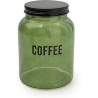 Glass Coffee Storage Jar in Green/Black