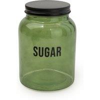 Glass Sugar Storage Jar in Green/Black