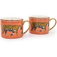 Set of 2 Tiger Gold Handle Mugs