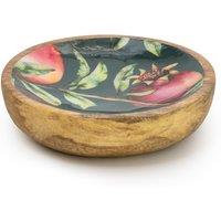 Small Pomegranate Green Round Dish in Mango Wood