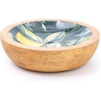 Small Lemons Green Round Dish in Mango Wood