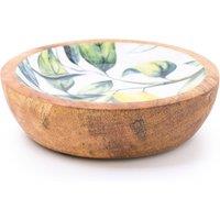 Small Lemons White Round Dish in Mango Wood
