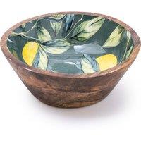 Medium Lemons Green Round Dish in Mango Wood