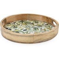 Olives Round Mango Wood Tray