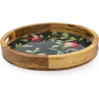 Pomegranate Green Round Mango Wood Tray
