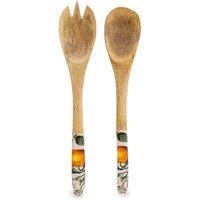 Set of 2 Orange Blossom Serving Spoon & Fork in Mango Wood
