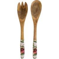 Set of 2 Pomegranate White Serving Spoon & Fork in Mango Wood