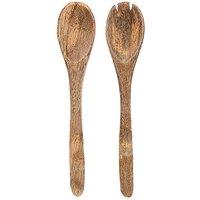 Set of 2 Mango Wood Serving Spoon & Fork