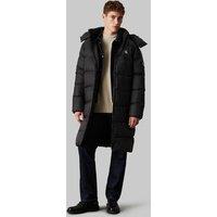 Long Hooded Padded Jacket with Down Filling