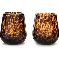 Set of 2 Fauvita Amber Glass Tealight Holders