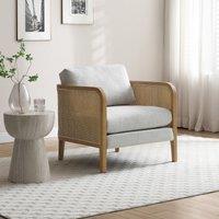 Sadie Linen and Rattan Accent Chair