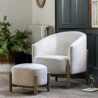Thorpes Linen Footstool With Oak Legs