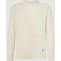 Cotton Mix Jumper in Cable Knit with Crew Neck