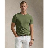 Plain Cotton Jersey T-Shirt with Embroidered Logo, Slim Fit