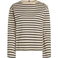 Breton Striped Cotton T-Shirt with Crew Neck and Long Sleeves