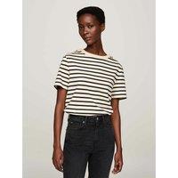 Breton Striped Cotton T-Shirt with Crew Neck and Short Sleeves