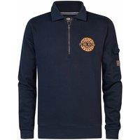 Embroidered Logo Cotton Sweatshirt with Half Zip