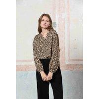 Animal Print V-Neck Blouse