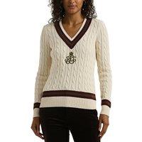 Meren Cotton Jumper in Cable Knit with V-Neck