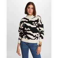 Printed High Neck Jumper in Fine Knit