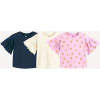 Pack of 3 T-Shirts with Short Ruffled Sleeves