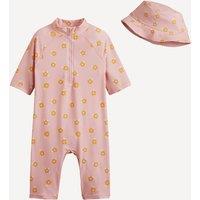 1 Piece Swimming Costume with Floral Print and Hat