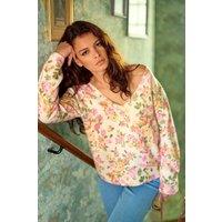 Margot Floral Print Jumper with V-Neck Front and Back