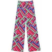 Cotton Wide Leg Trousers in Geometric Print with Elasticated Waist