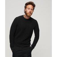 Textured Cotton Knit Jumper with Crew Neck