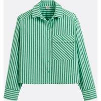 Striped Short Shirt with Long Sleeves, Loose Fit