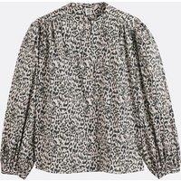 Oversized Animal Print Shirt with Mandarin Collar