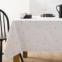 Festive Embroidered Linen & Washed Cotton Tablecloth