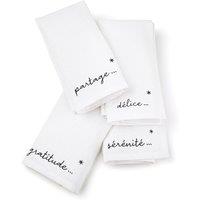 Set of 4 Festive Embroidered Linen & Washed Cotton Napkins