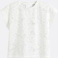 Floral Jacquard T-Shirt with Crew Neck
