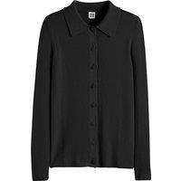 High Neck Cardigan in Fine Knit with Button Fastening