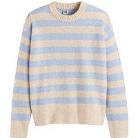 Striped Brushed Knit Jumper with Crew Neck