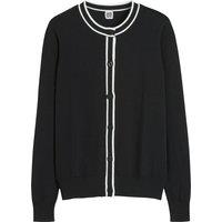 Buttoned Crew Neck Cardigan in Fine Knit