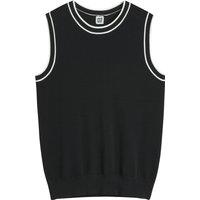 Fine Knit Sleeveless Jumper with Crew Neck