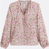 Floral Crew Neck Blouse with Long Sleeves