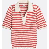 Striped Knit Polo Jumper