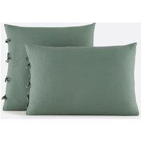 Scenario Plain Cotton Pillowcase with Tie Fastening