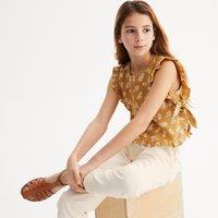 Printed Sleeveless Blouse in Cotton Muslin