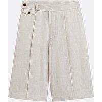 Bermuda Shorts with Pleats in Linen and Cotton