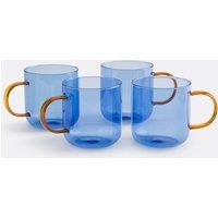 Set of 4 Oryn Glass Mugs with Coloured Handles