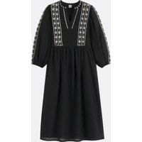Flared Maxi Dress with 3/4 Length Sleeves