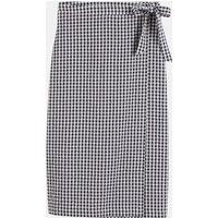 Straight Midi Wrapover Skirt in Gingham Check