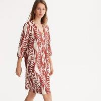 Floral Mid-Length Dress with 3/4 Length Sleeves