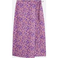 Floral Print Maxi Skirt with Faux Wrapover