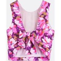 Floral Print Sleeveless Top with Tie-Back